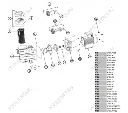 Насос Hayward PL 81007E2 (220В, ПФ, 17.2м³/ч*8м, 1.1кВт, 1.5лс)
